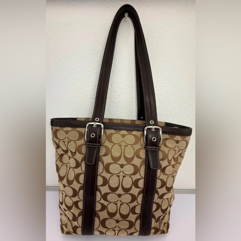 Coach Medium Tote Brown Jacquard